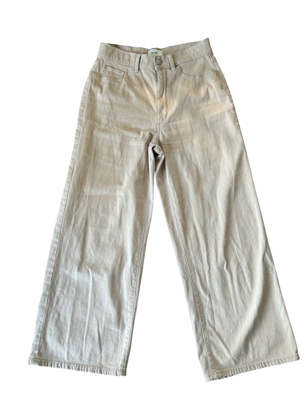 DL1961 Hepburn Wide Leg High Rise Ankle Jean 27X26 Almond Stretch Fall Staple